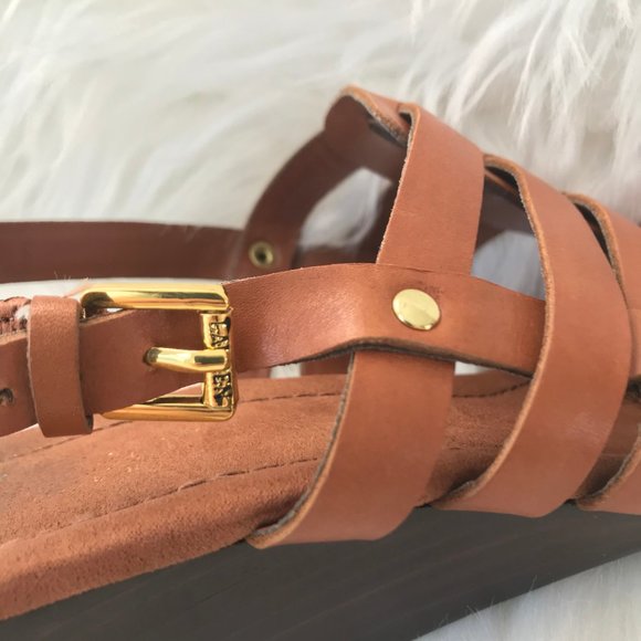 Ralph Lauren Lucetta Tan Leather Wedge Sandal, 8 - Picture 9 of 11